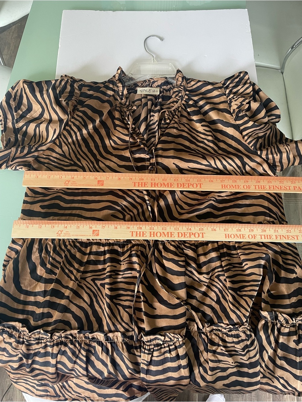 Tiered Tiger Print Mini Dress in Tan & Black Curvy Plus Size XL - Picture 12 of 12